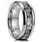 Men 8mm Tungsten Beveled Edges Silver & Blue Celtic Gold Dragon Comfort-Fit Band